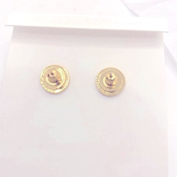 NWOT Tory Burch Gold Logo, Pearl Round Zircon Accent Stud Earrings - Picture 7 of 8